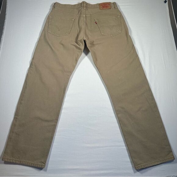 Vintage Levi 501XX Sz 33x32 Button Fly Straight Leg Denim Jeans Beige Tan Mexico - Picture 5 of 9
